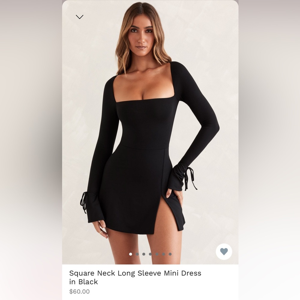 Square Neck Long Sleeve Mini Dress in Black Oh Polly